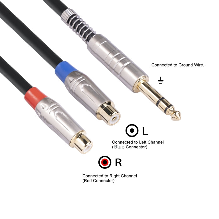 TC030YTR048-03 Cavo audio biforcato maschio da 6,35 mm a doppia femmina RCA, lunghezza: 30 cm