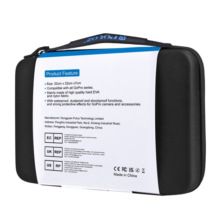 PULUZ Custodia impermeabile da trasporto e da viaggio per GoPro Hero11 Black / HERO10 Black / HERO9 Black / HERO8 Black / HERO7 /6 /5 /5 Session /4 Session /4 /3+ /3 /2 /1, DJI Osmo Action e altre action camAccessori, dimensioni grandi: 32 cm x 22 cm x...