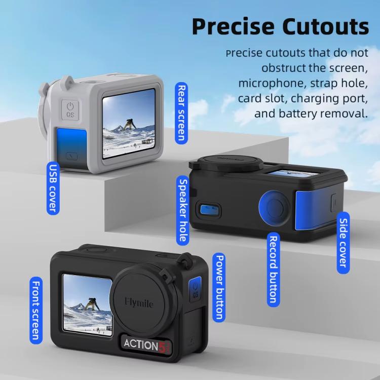 Per DJI Osmo Action 3 / 4 / 5 Pro Flymile Custodia in silicone per obiettivo della fotocamera sportiva