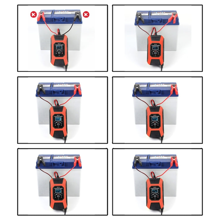 Caricabatterie per riparazione auto / moto FOXSUR 12V 7A Caricabatteria al piombo a 7 stadi + modalità multi-batteria, US Plug, EU Plug, JP Plug, UK Plug