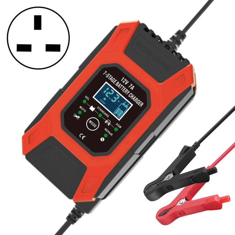 Caricabatterie per riparazione auto / moto FOXSUR 12V 7A Caricabatteria al piombo a 7 stadi + modalità multi-batteria, US Plug, EU Plug, JP Plug, UK Plug