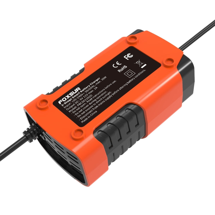 Caricabatterie FOXSUR 2A / 6V / 12V Auto / Moto Full Smart a 3 stadi, 2A, US Plug, 2A, EU Plug, 2A, JP Plug, 2A, UK Plug