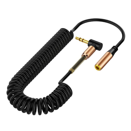 5pcs da 3,5 mm da maschio a femmina molla a molla di estensione cavo audio audio, lunghezza del cavo: 1,5 m (nero)