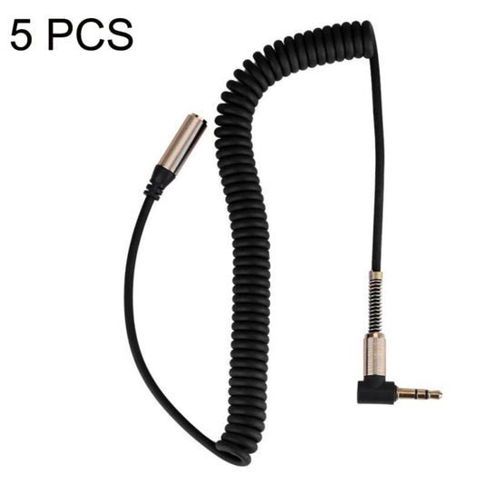 5pcs da 3,5 mm da maschio a gomma a gomito retrattile linea audio, lunghezza del cavo: 1,5 m (nero)