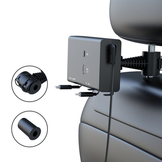 Caricabatterie USB per auto a ricarica rapida retrattile con doppio cavo da 65 W PD, 13th-generation