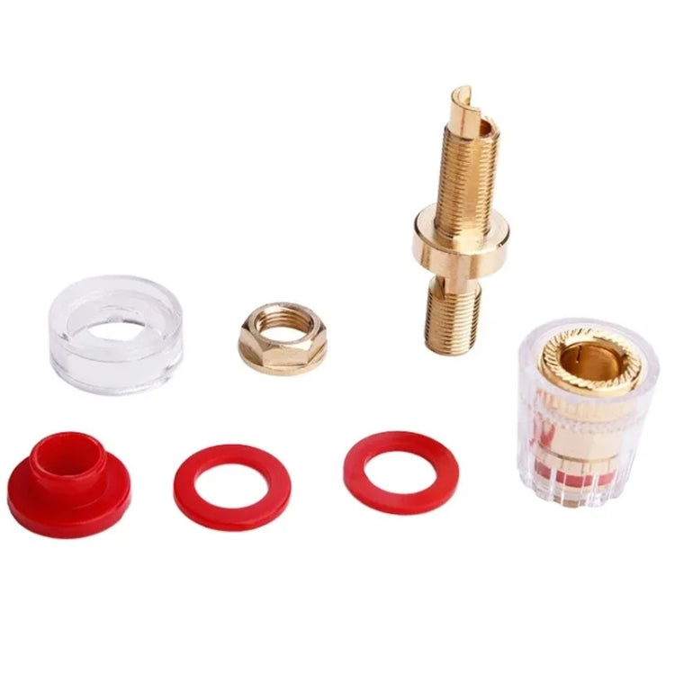 Connettore per altoparlante amplificatore M8 con morsettiera in cristallo trasparente grande (rosso)