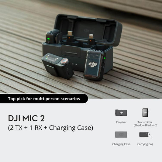 Microfono DJI originale 2 (2 TX + 1 RX + custodia di ricarica), 2 TX + 1 RX + Charging Case