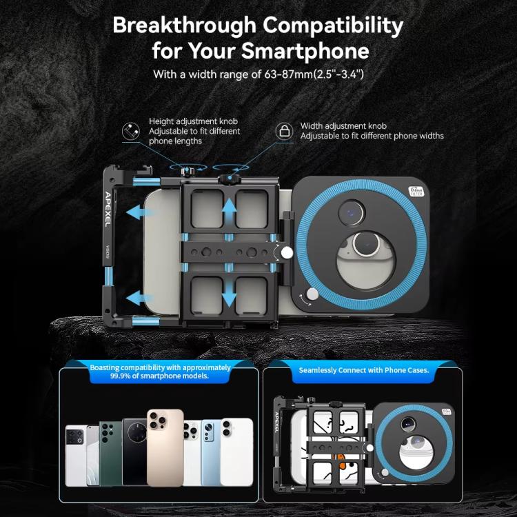 APEXEL VideoRig 2 Pro Smart Bluetooth Handle Mobile Photography Rabbit Cage Set, APL-VG05CH