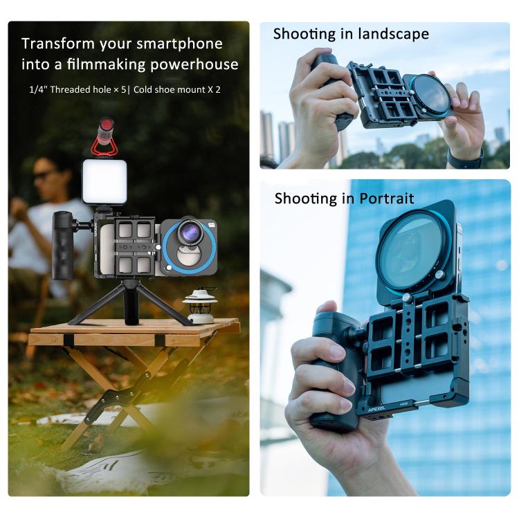 APEXEL VideoRig 2 Pro Smart Bluetooth Handle Mobile Photography Rabbit Cage Set, APL-VG05CH