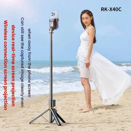 Supporto per selfie con mirroring dello schermo del telefono cellulare, visualizzazione in tempo reale, treppiede per foto posteriore del telefono cellulare