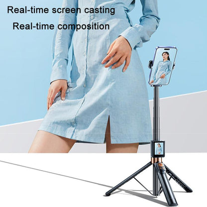 Supporto per selfie con mirroring dello schermo del telefono cellulare, visualizzazione in tempo reale, treppiede per foto posteriore del telefono cellulare